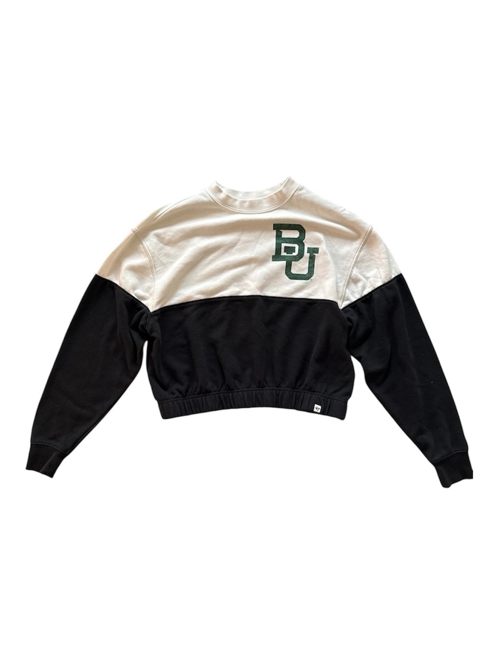 47 Brand BU Baylor University White & Black Colorblock Cropped Sweatshirt Small